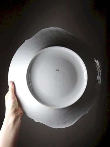 Très grand plat coupe centre de table Lafarge & Co porcelaine Limoges vintage