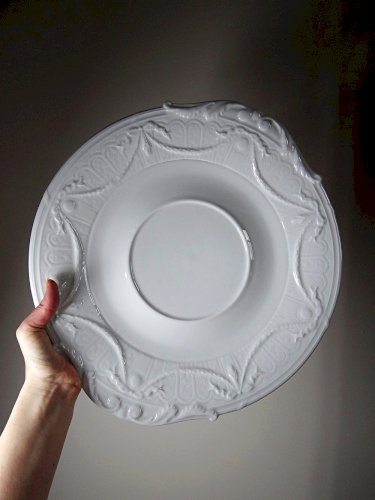Très grand plat coupe centre de table Lafarge & Co porcelaine Limoges vintage