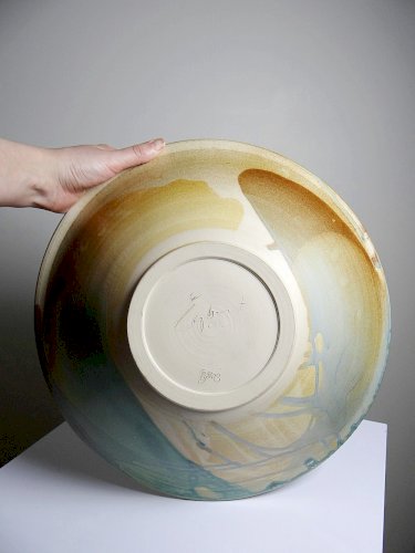 Très grande coupe à fruits Egbert Boonstra artisanat Pays-Bas céramique vintage