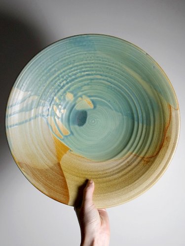 Très grande coupe à fruits Egbert Boonstra artisanat Pays-Bas céramique vintage