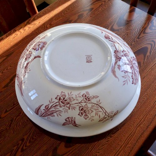 Très grande coupe oiseau XIXe signée St Amand collection Orchidées