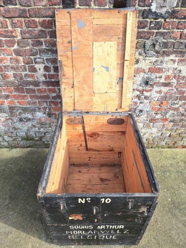 Très Grande Malle de Voyage Ancienne, Coffre Vintage