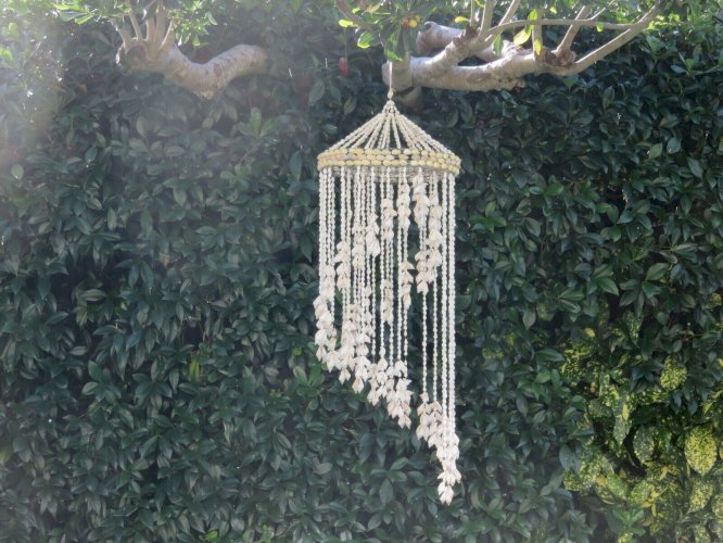 TRES GRANDE SUSPENSION EN COQUILLAGE TYPIQUE ANNEES 70 VINTAGE