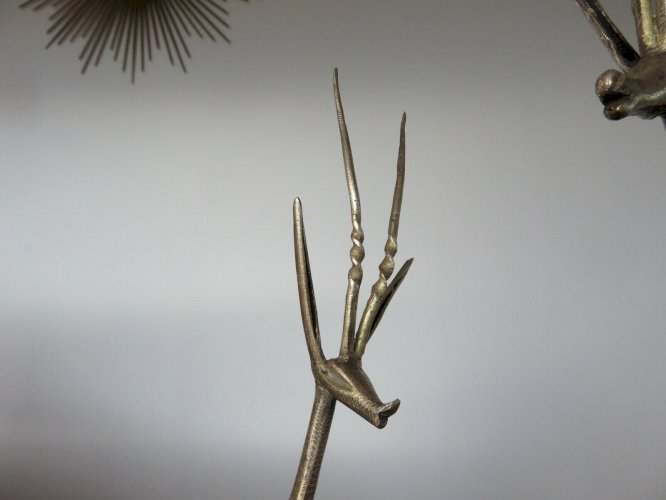 TRES GRANDES ANTILOPES GAZELLES EN LAITON ANNEES 50 VINTAGE