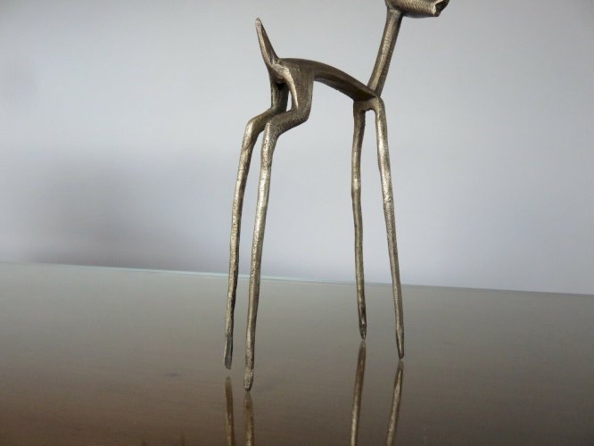 TRES GRANDES ANTILOPES GAZELLES EN LAITON ANNEES 50 VINTAGE
