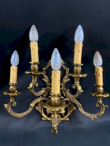 Very important bronze chandelier with 5 lights in Louis XV style.