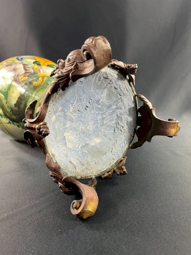 Très imposant vase XIXe faïence italienne Majolique Urbino décor Grèce antique
