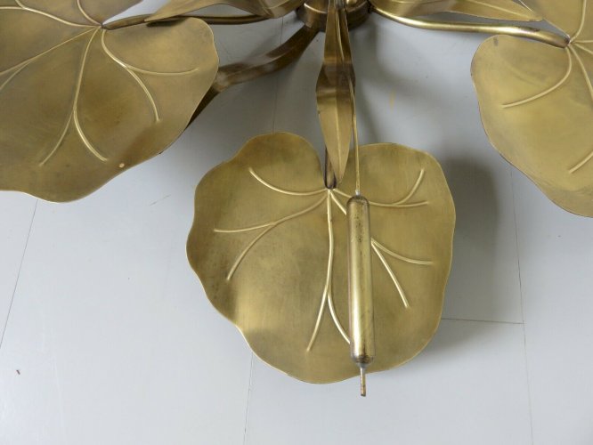 TRES IMPOSANTE APPLIQUE  NENUPHAR  EN LAITON DORE GOLD LEAF ANNEES 70 JANSEN 
