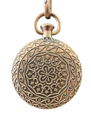 Très long sautoir Pendentif Miroir Imitation Montre À Gousset Ancien Vintage