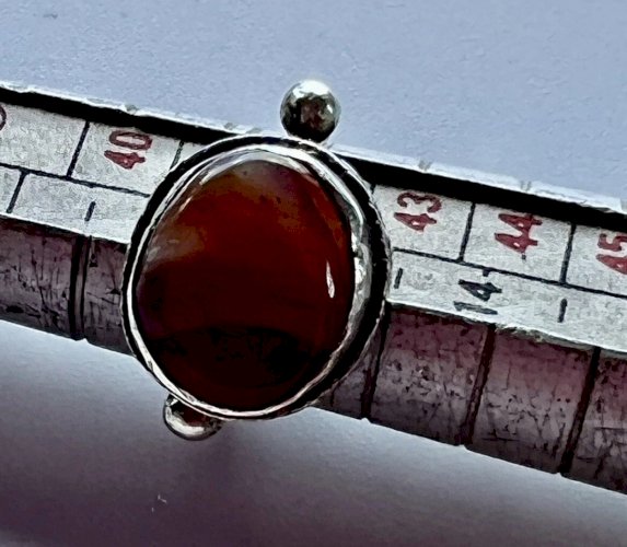 Tres Petite bague argent massif vintage 42 Fr Agate Ethnique Unisexe Collection