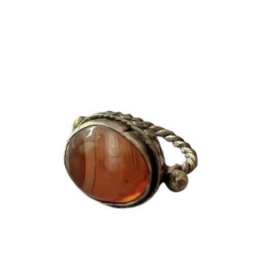 Tres Petite bague argent massif vintage 42 Fr Agate Ethnique Unisexe Collection