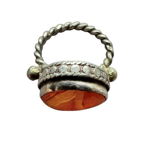 Tres Petite bague argent massif vintage 42 Fr Agate Ethnique Unisexe Collection