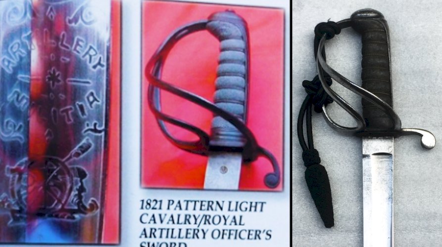 TRES RARE : SABRE ANGLAIS COURT DARTILLERIE M1821 ROYAM 1850-70 REINE VICTORIA XIX ORIGINAL