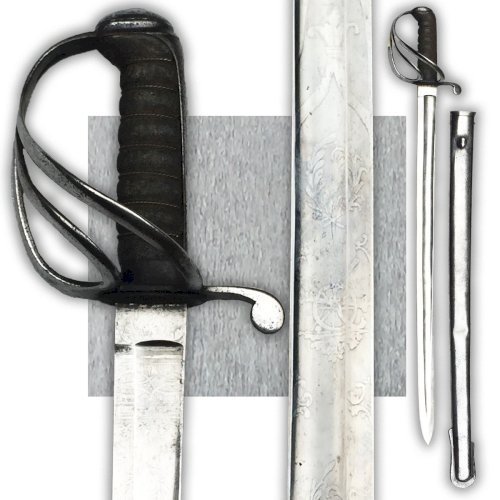 TRES RARE : SABRE ANGLAIS COURT D'ARTILLERIE M1821 ROYAM 1850-70 REINE VICTORIA XIX ORIGINAL
