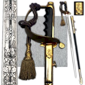 VERY RARE ITALIAN AERONAVAL SWORD ENGRAVED BLADE WW1-2 XX ORIGINAL