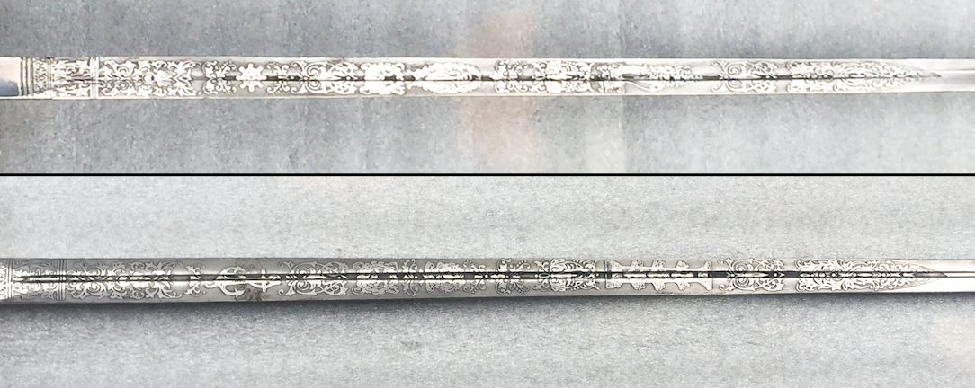 TRES RARE SABRE ITALIEN AÉRO-NAVAL LAME GRAVÉE WW1-2 XX ORIGINAL