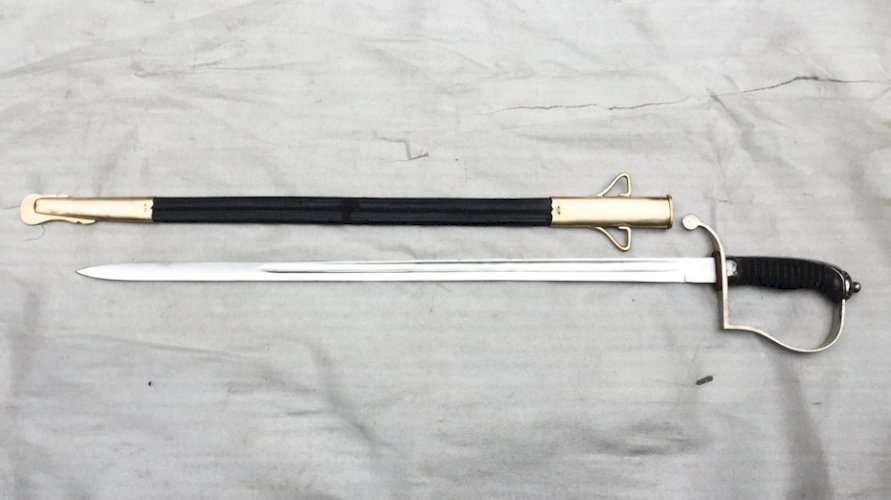 TRES RARE & SUBLIME SABRE BAVAROIS DE POLICE (?) BLUCHER, LAME DROITE, COMPLET, ORIGINAL