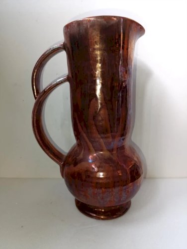 tres rare vase/pichet métallisé plazuid gouda holland milieu du 20 eme siecle en bon etat