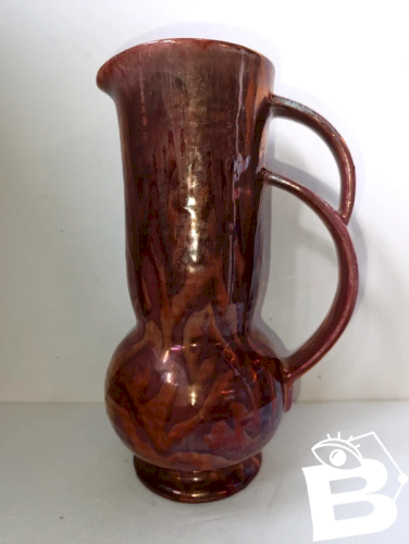 tres rare vase/pichet métallisé plazuid gouda holland milieu du 20 eme siecle en bon etat