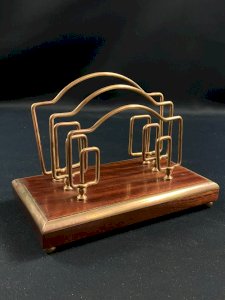 Mahogany and brass letter sorter, 1930s - 1950s.