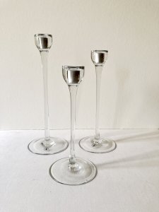 Trio de bougeoirs en verre, Ikea, Blomster, 1999