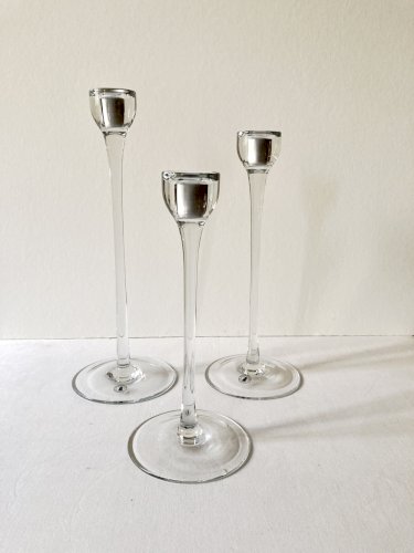 Trio de bougeoirs en verre, Ikea, Blomster, 1999