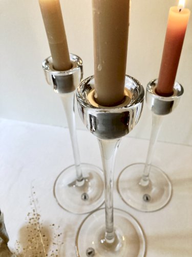 Trio de bougeoirs en verre, Ikea, Blomster, 1999