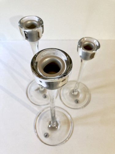 Trio de bougeoirs en verre, Ikea, Blomster, 1999