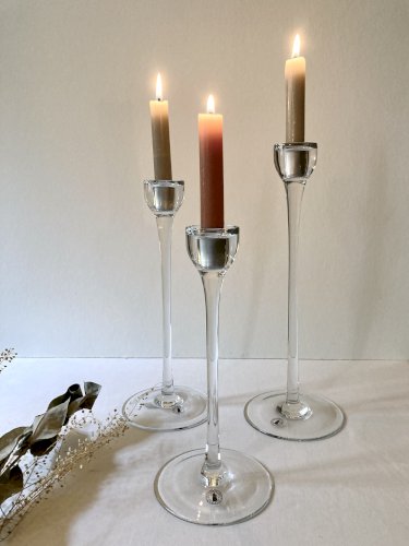 Trio de bougeoirs en verre, Ikea, Blomster, 1999