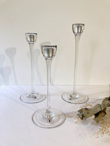 Trio de bougeoirs en verre, Ikea, Blomster, 1999