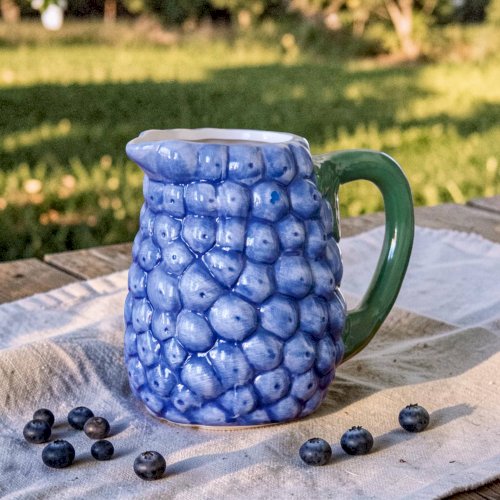 Trio de carafes vintage en barbotine myrtilles