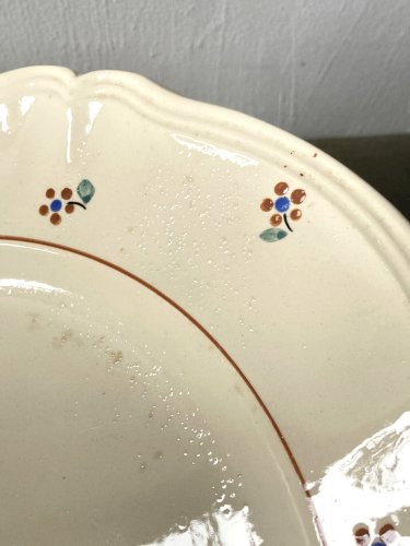 Trio de plats de service Digoin Sarreguemines, modèle Arromanches – un plat ovale et deux plats ronds, vers 1950