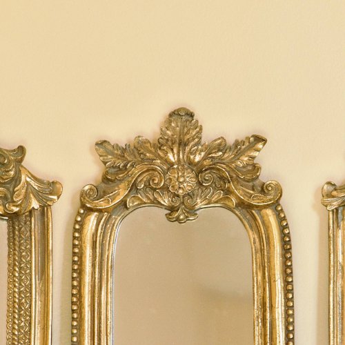 Triptyque de miroirs dorés XIXe baroque rocaille