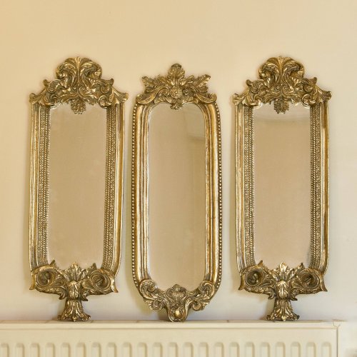 Triptyque de miroirs dorés XIXe baroque rocaille