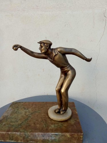 Trophée de Pétanque en bronze – Vers 1930 – Socle en marbre 