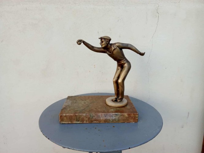 Trophée de Pétanque en bronze – Vers 1930 – Socle en marbre 