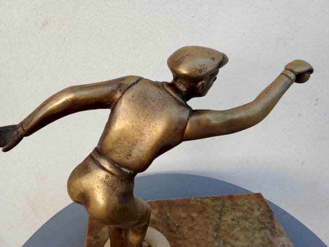 Trophée de Pétanque en bronze – Vers 1930 – Socle en marbre 