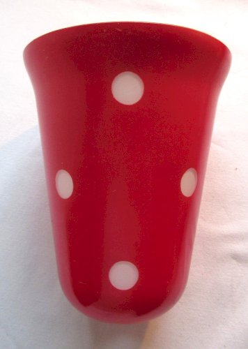 Tulipe Art Déco en verre rouge à confettis blancs, plusieurs dispo.