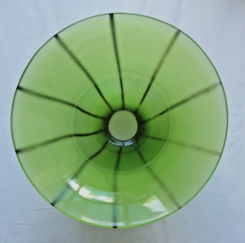 Tulipe de lampe Art Déco, verte rayée de noir, forme évasée