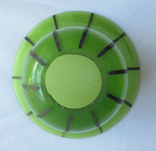 Tulipe de lampe Art Déco, verte rayée de noir, forme évasée