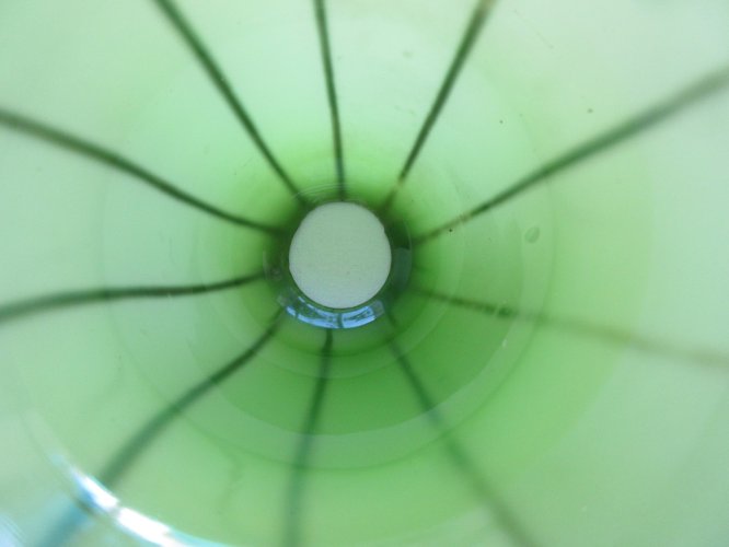 Tulipe de lampe Art Déco, verte rayée de noir, forme évasée