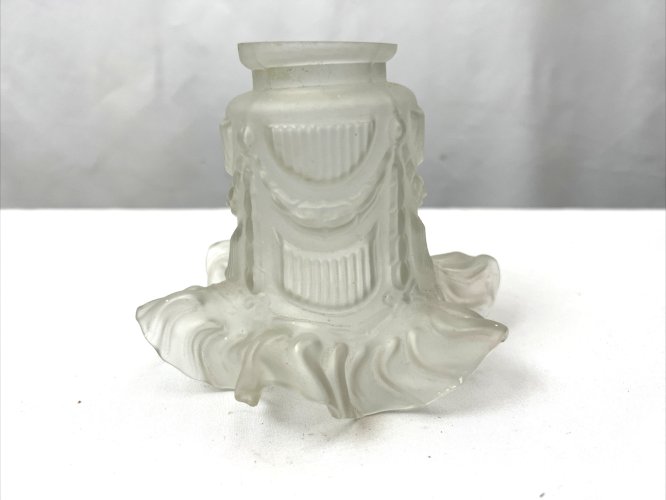 Tulipe en verre dépoli guirlandes – abat-jour ancien luminaire Art Déco – 12,8 c