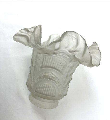 Tulipe en verre dépoli guirlandes – abat-jour ancien luminaire Art Déco – 12,8 c