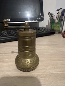 Turkish Brass Spice Pepper Mill with Vintage Crank (3.5 X 7 CM)