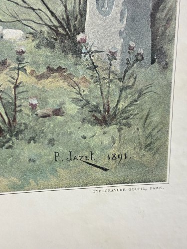 Typogravure Goupil fin XIXe d'après P. Jazet 1891 Militaria patrouille cavalerie