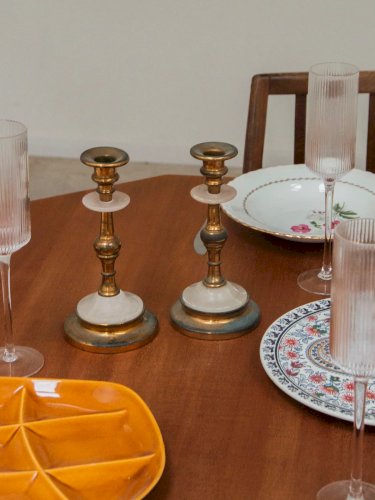 Ulysse, la paire de bougeoirs dorés N°25