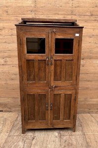 Art Deco glass display cabinet in Burmese teak with original patina.