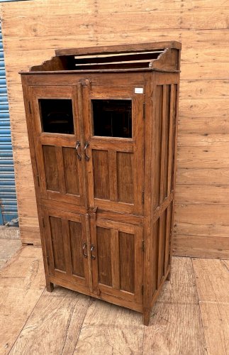 vaisselier vitré art déco en teck birman avec patine dorigine