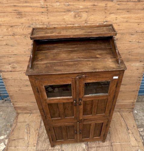 vaisselier vitré art déco en teck birman avec patine dorigine