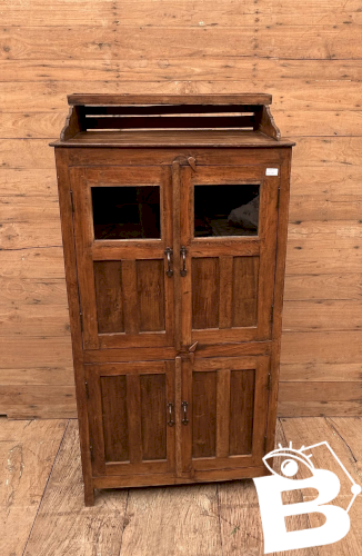 vaisselier vitré art déco en teck birman avec patine dorigine